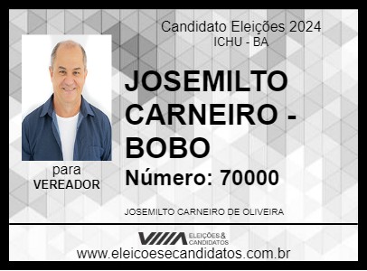 Candidato JOSEMILTO CARNEIRO - BOBO 2024 - ICHU - Eleições