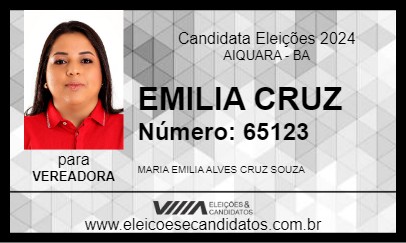 Candidato EMILIA CRUZ 2024 - AIQUARA - Eleições