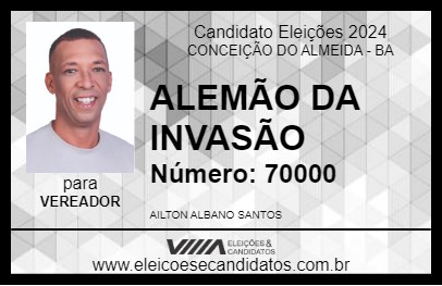 Candidato ALEMÃO DA INVASÃO 2024 - CONCEIÇÃO DO ALMEIDA - Eleições