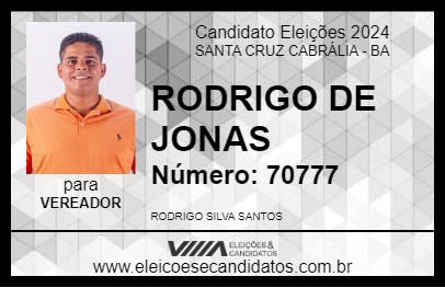 Candidato RODRIGO DE JONAS 2024 - SANTA CRUZ CABRÁLIA - Eleições