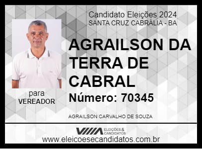 Candidato AGRAILSON DA TERRA DE CABRAL 2024 - SANTA CRUZ CABRÁLIA - Eleições