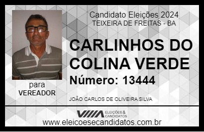 Candidato CARLINHOS DO COLINA VERDE 2024 - TEIXEIRA DE FREITAS - Eleições