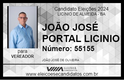 Candidato JOÃO JOSÉ PORTAL LICINIO 2024 - LICÍNIO DE ALMEIDA - Eleições