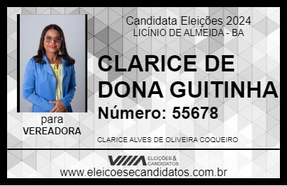 Candidato CLARICE DE DONA GUITINHA 2024 - LICÍNIO DE ALMEIDA - Eleições