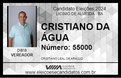 Candidato CRISTIANO DA ÁGUA 2024 - LICÍNIO DE ALMEIDA - Eleições