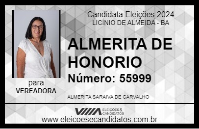 Candidato ALMERITA DE HONORIO 2024 - LICÍNIO DE ALMEIDA - Eleições