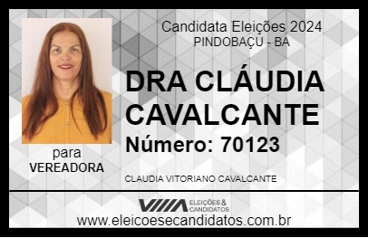 Candidato CLÁUDIA CAVALCANTE 2024 - PINDOBAÇU - Eleições