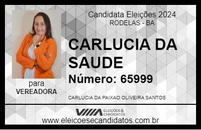 Candidato CARLUCIA DA SAUDE 2024 - RODELAS - Eleições