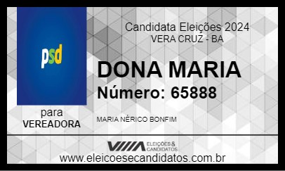 Candidato DONA MARIA 2024 - VERA CRUZ - Eleições