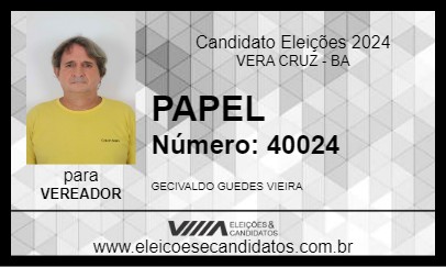 Candidato PAPEL 2024 - VERA CRUZ - Eleições