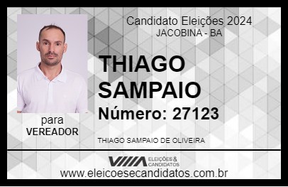 Candidato THIAGO SAMPAIO 2024 - JACOBINA - Eleições