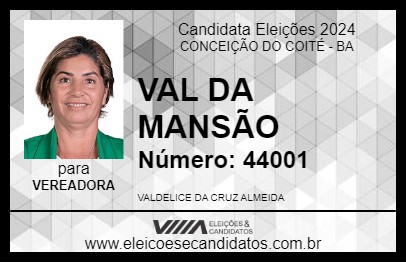 Candidato VAL DA MANSÃO 2024 - CONCEIÇÃO DO COITÉ - Eleições