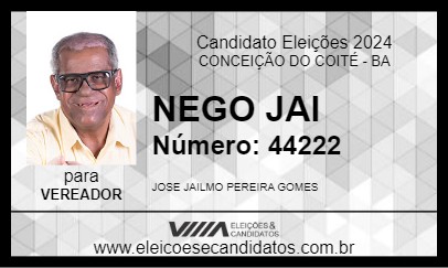 Candidato NEGO JAI 2024 - CONCEIÇÃO DO COITÉ - Eleições