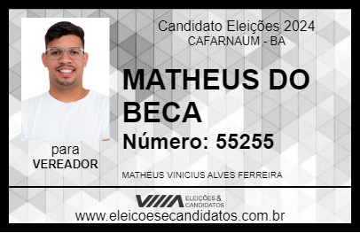 Candidato MATHEUS DO BECA 2024 - CAFARNAUM - Eleições