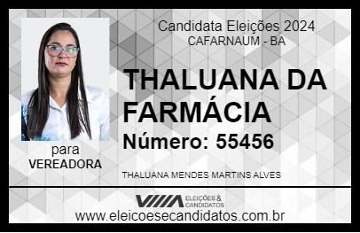 Candidato THALUANA DA FARMÁCIA 2024 - CAFARNAUM - Eleições