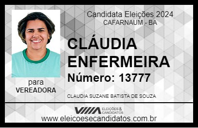 Candidato CLÁUDIA ENFERMEIRA 2024 - CAFARNAUM - Eleições