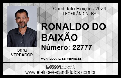 Candidato RONALDO DO BAIXÃO 2024 - TEOFILÂNDIA - Eleições