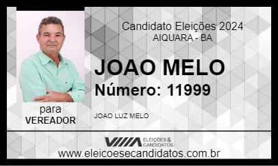 Candidato JOAO MELO 2024 - AIQUARA - Eleições