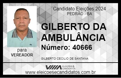 Candidato GILBERTO DA AMBULÂNCIA 2024 - PEDRÃO - Eleições