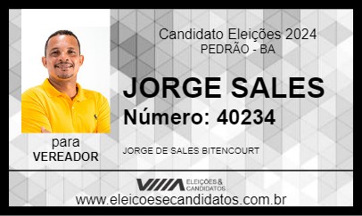 Candidato JORGE SALES 2024 - PEDRÃO - Eleições