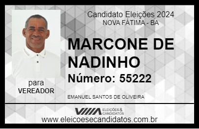 Candidato MARCONE DE NADINHO 2024 - NOVA FÁTIMA - Eleições