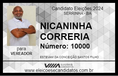 Candidato NICANINHA CORRERIA 2024 - SERRINHA - Eleições