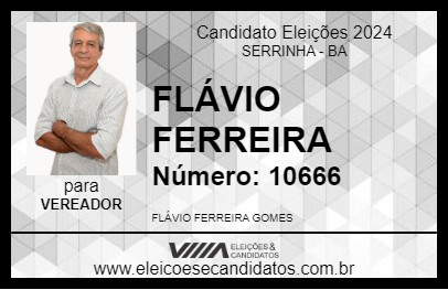 Candidato FLÁVIO FERREIRA 2024 - SERRINHA - Eleições