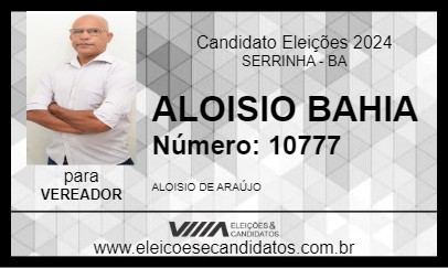 Candidato ALOISIO BAHIA 2024 - SERRINHA - Eleições