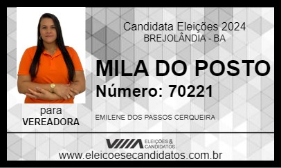 Candidato MILA DO  POSTO 2024 - BREJOLÂNDIA - Eleições