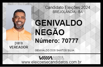 Candidato GENIVALDO NEGÃO 2024 - BREJOLÂNDIA - Eleições