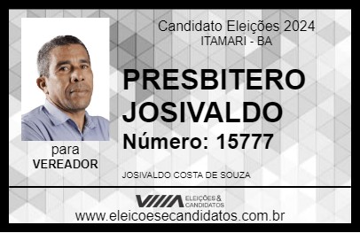 Candidato PRESBITERO JOSIVALDO 2024 - ITAMARI - Eleições