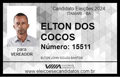 Candidato ELTON DOS COCOS 2024 - ITAMARI - Eleições