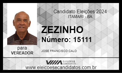 Candidato ZEZINHO 2024 - ITAMARI - Eleições