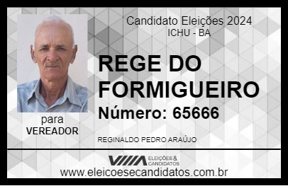 Candidato REGE DO FORMIGUEIRO 2024 - ICHU - Eleições