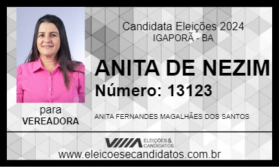 Candidato ANITA DE NEZIM 2024 - IGAPORÃ - Eleições