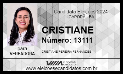 Candidato CRISTIANE 2024 - IGAPORÃ - Eleições