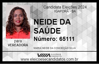 Candidato NEIDE DA SAÚDE 2024 - IGAPORÃ - Eleições