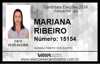 Candidato MARIANA RIBEIRO 2024 - ITARANTIM - Eleições