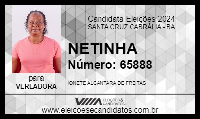 Candidato NETINHA 2024 - SANTA CRUZ CABRÁLIA - Eleições