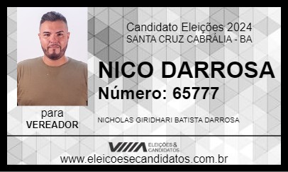 Candidato NICO DARROSA  2024 - SANTA CRUZ CABRÁLIA - Eleições