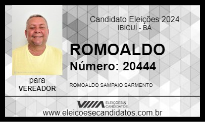 Candidato ROMOALDO 2024 - IBICUÍ - Eleições