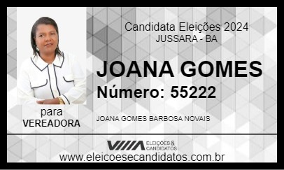 Candidato JOANA GOMES 2024 - JUSSARA - Eleições