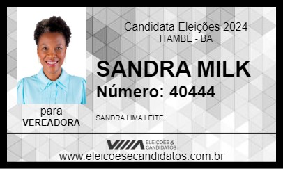 Candidato SANDRA MILK 2024 - ITAMBÉ - Eleições