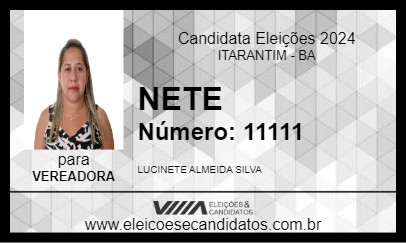 Candidato NETE 2024 - ITARANTIM - Eleições