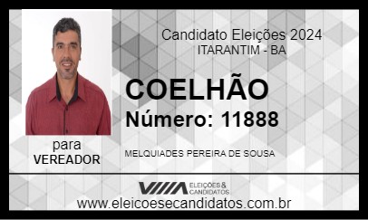 Candidato COELHÃO 2024 - ITARANTIM - Eleições