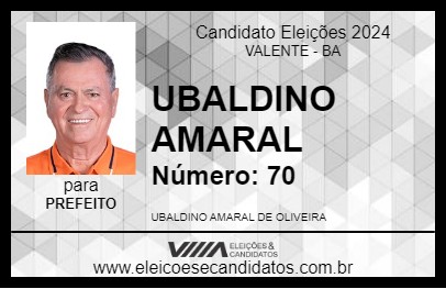 Candidato UBALDINO AMARAL 2024 - VALENTE - Eleições