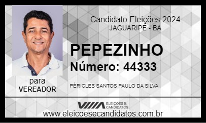 Candidato PEPEZINHO 2024 - JAGUARIPE - Eleições