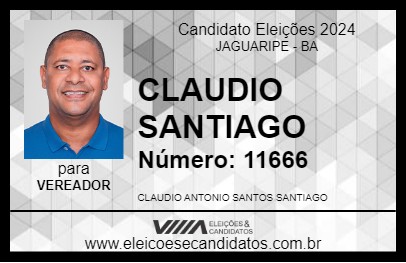 Candidato CLAUDIO SANTIAGO 2024 - JAGUARIPE - Eleições