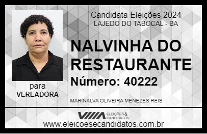 Candidato NALVINHA DO RESTAURANTE 2024 - LAJEDO DO TABOCAL - Eleições