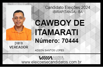 Candidato CAWBOY DE ITAMARATI 2024 - IBIRAPITANGA - Eleições